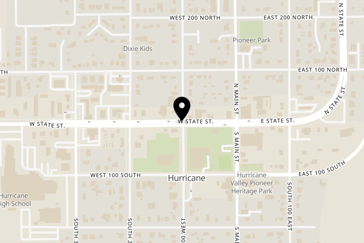 Map showing the location of El Jinete Express on 100 W State St in Hurricane
